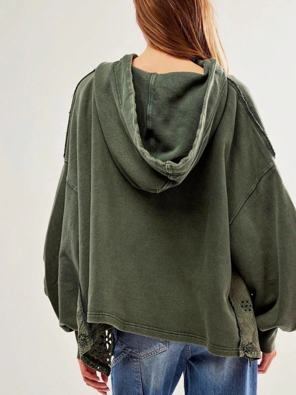 Free People Iris Embroidered Sweatshirt Olive - Picture 2 of 7